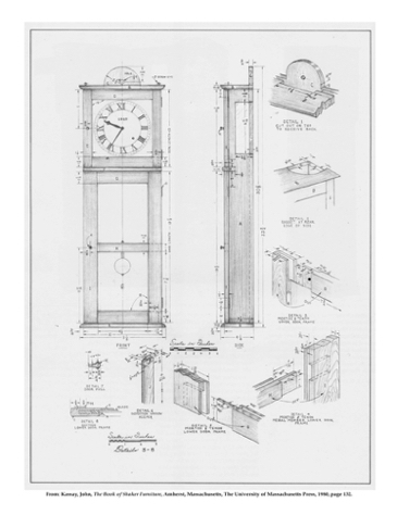 Kassay Shaker Wall Clock Drawing. John Kassay was my first woodworking teacher. His Shaker book was U Mass Press' bestseller for many years.